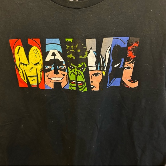 Marvel Logo Avengers Faces Black Graphic T-Shirt - Large - Picture 2 of 3